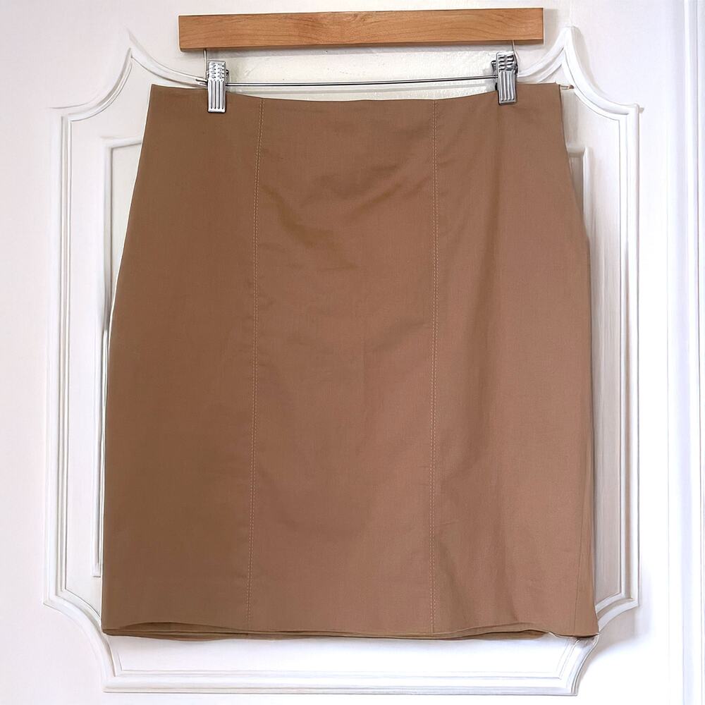 BLUMARINE Classic Cotton Pencil Skirt in Tan Size I46/US10